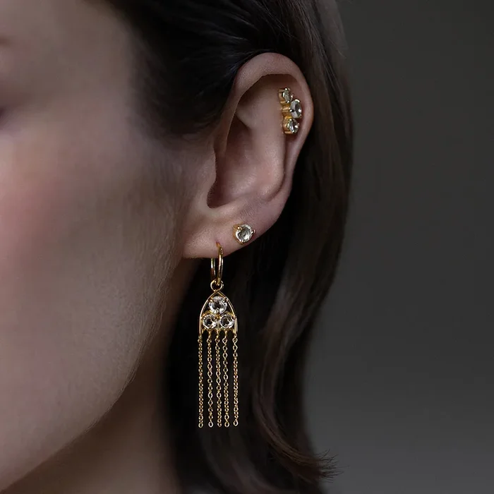 REVERENT. Gothic Window Glass Drop Earrings – Gold