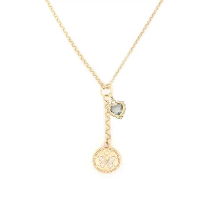 Reverie & Gemstone Heart : Small Mixed Belcher Extension Chain Necklace