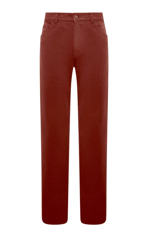 Rey Straight-leg Five Pocket Pant in Burnt Sienna Recycled Cotton Denim