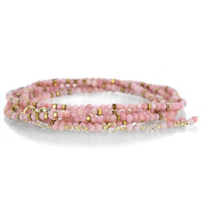 Rhodonite Confetti Wrap Bracelet – 34″