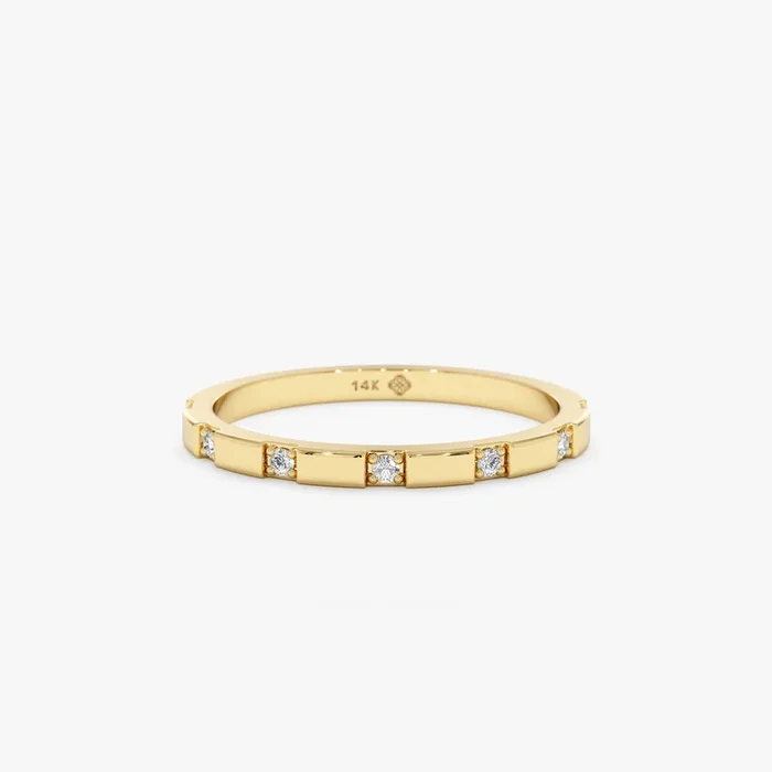 Ribbed Diamond Half Eternity Ring, Fatima