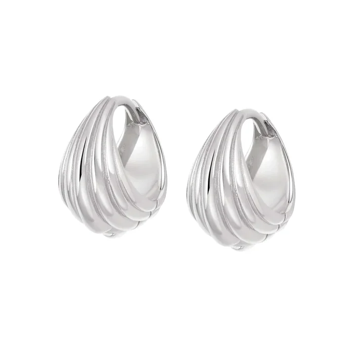 Ridged Huggie Earrings Sterling Silver