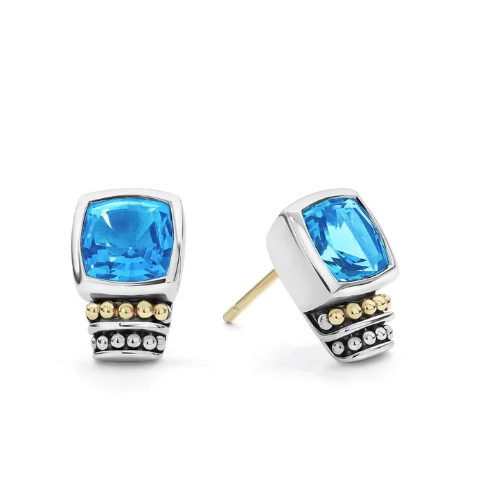 Rittenhouse Bezel-Set Swiss Blue Topaz Stud Earrings