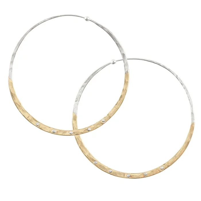 Riveted Hammered Hoops in Half Bronze – 2 1/2″