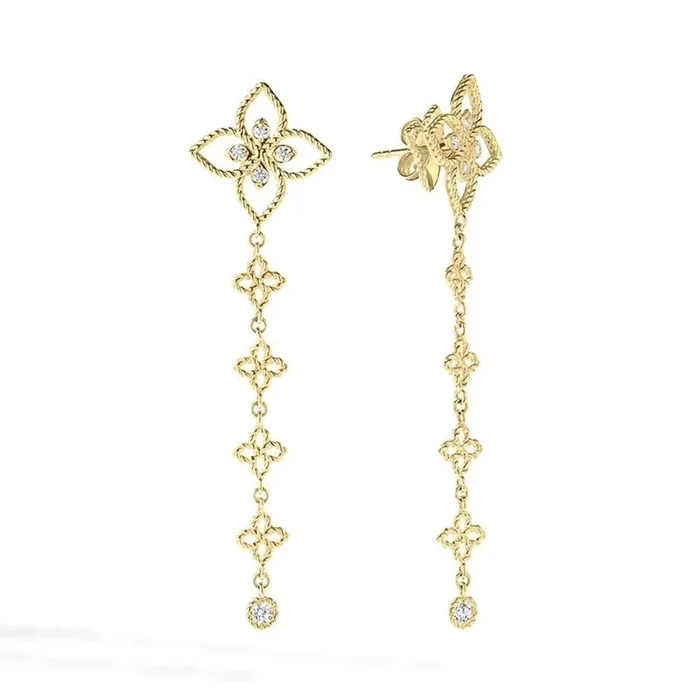 ROBERTO COIN Principessa Diamond Flower Dangle Earrings
