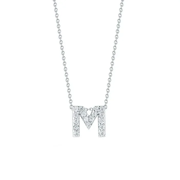 ROBERTO COIN Tiny Treasures Diamond Love Letter “M” Necklace