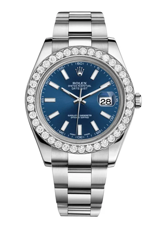 Rolex Datejust Ii Blue Dial – Index Hour Markers With 5 Carats Of Diamonds