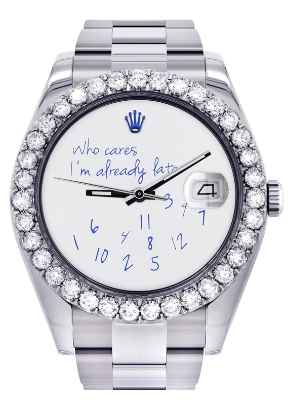 Rolex Datejust II Watch | 41 MM | “Who Cares I’m Already Late” Custom Dial | Oyster Band
