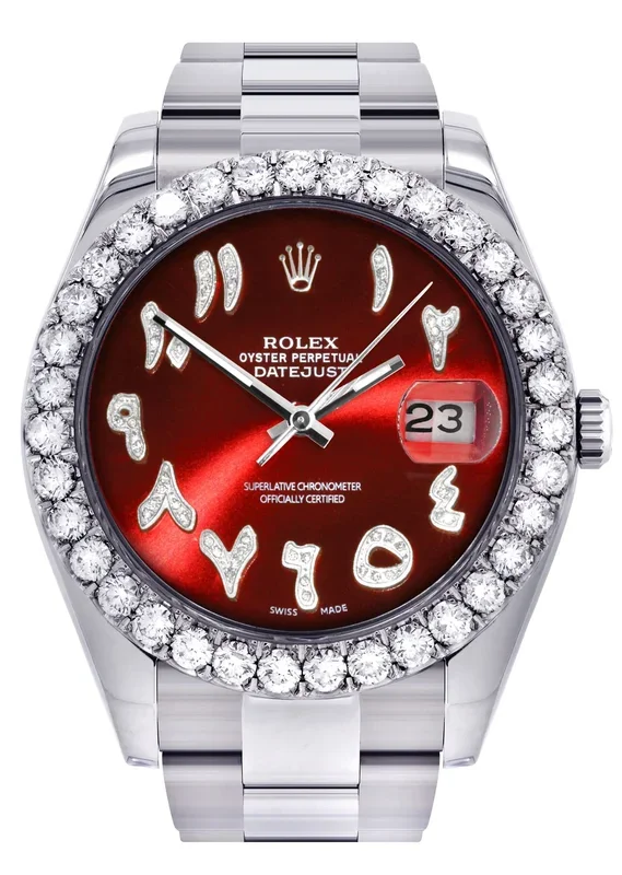 Rolex Datejust II Watch | 41 MM | Custom Red Arabic Dial | Oyster Band