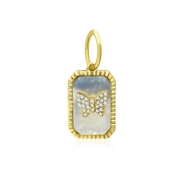 Rolland’s Designs 14K Gold & Mother Of Pearl Dog Tag Pendant