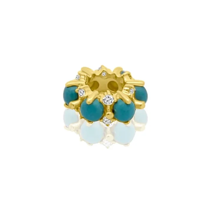 Rolland’s Designs 14K Yellow Gold Turquoise & Diamond Charm