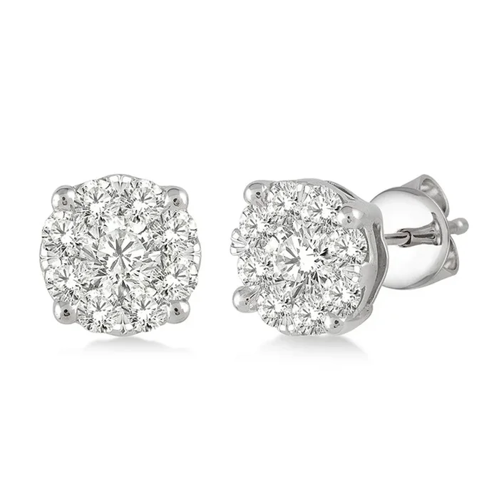Rolland’s Designs Diamond Cluster Earrings- 1.00 Cts