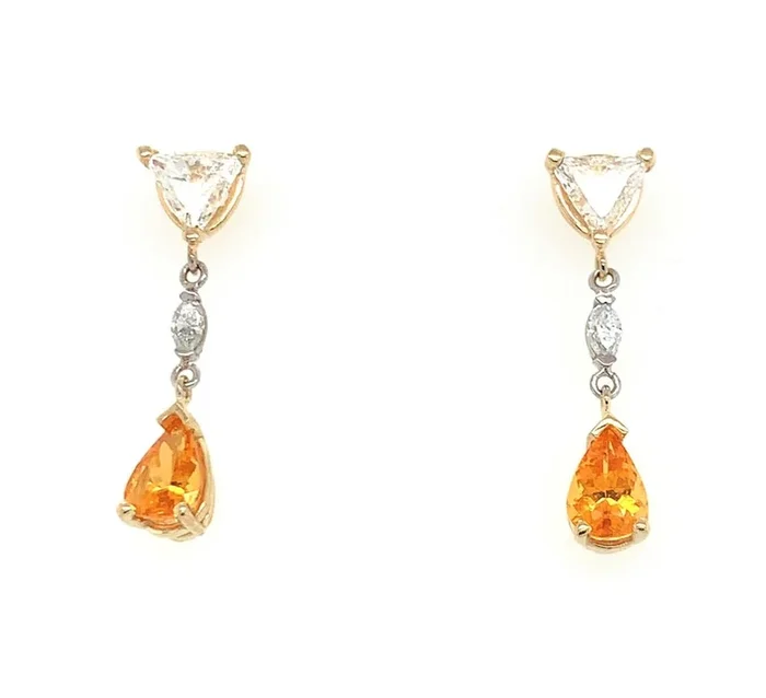 Rolland’s Designs Garnet & Diamond Drop Earrings