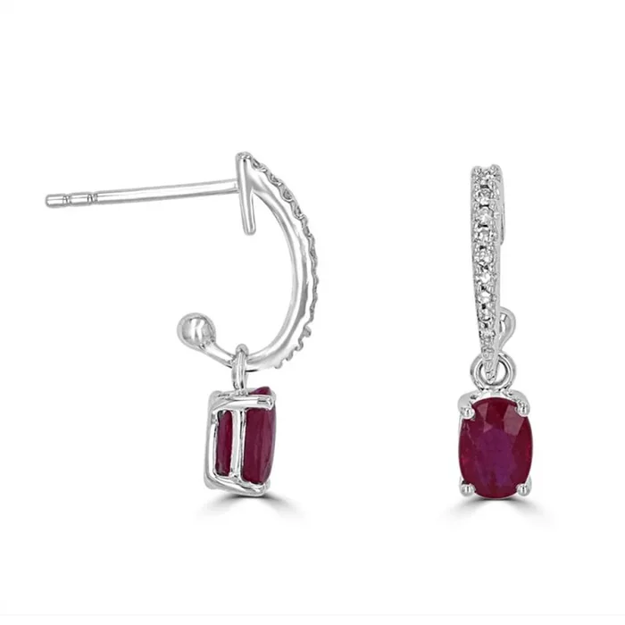 Rolland’s Designs Oval Cut Ruby Dangle Earrings