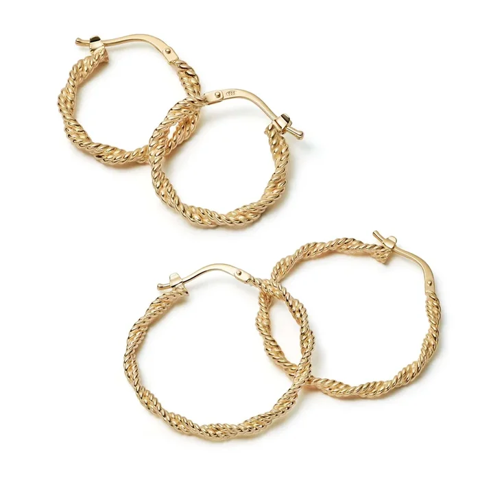 Rope Twist Earring Stack 18ct Gold Plate
