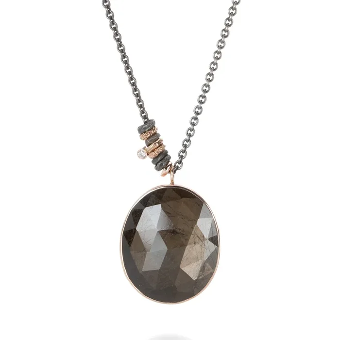 Rose Cut Brown Sapphire Necklace