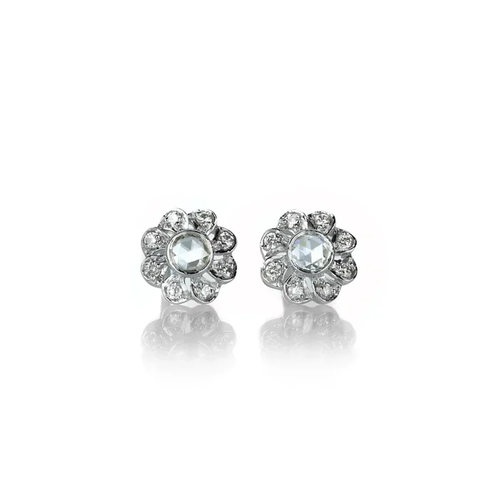 Rose Cut Diamond Floral Studs