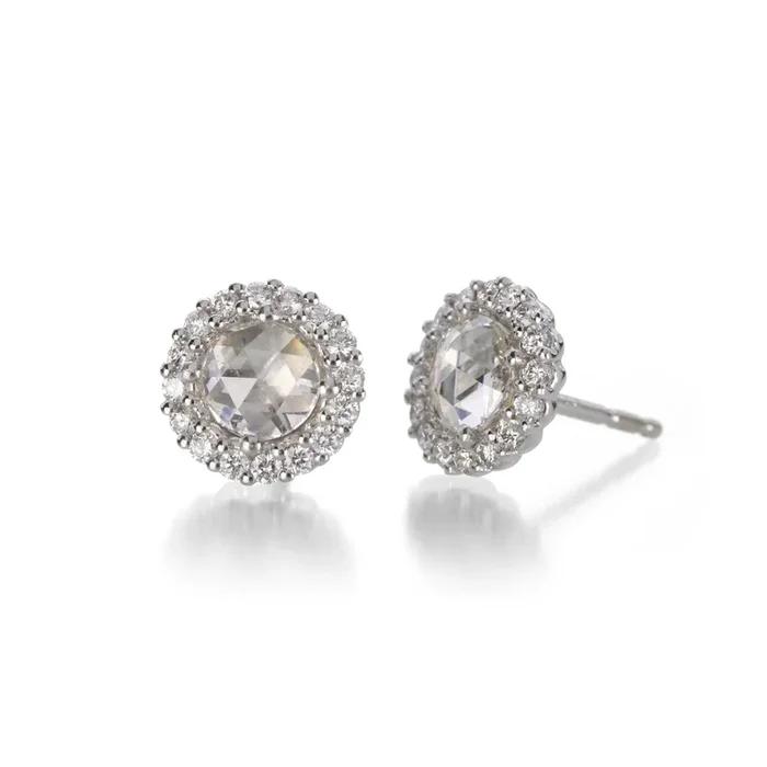 Rose Cut Diamond Stud Earrings