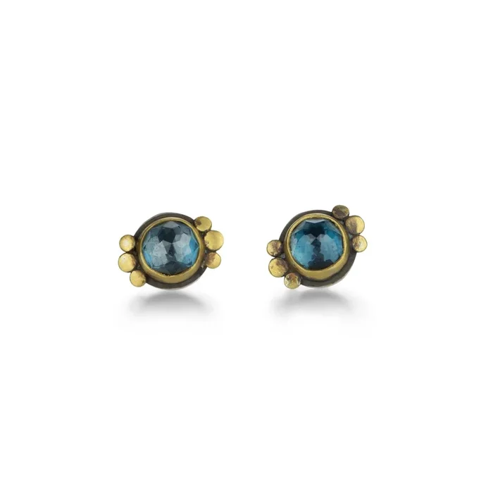 Rose Cut London Blue Topaz Studs