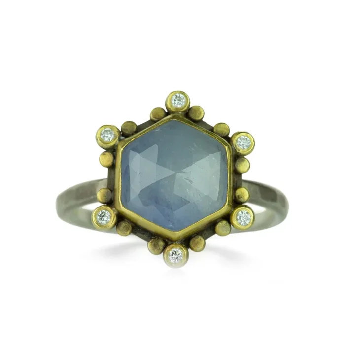 Rose Cut Pale Blue Sapphire Ring