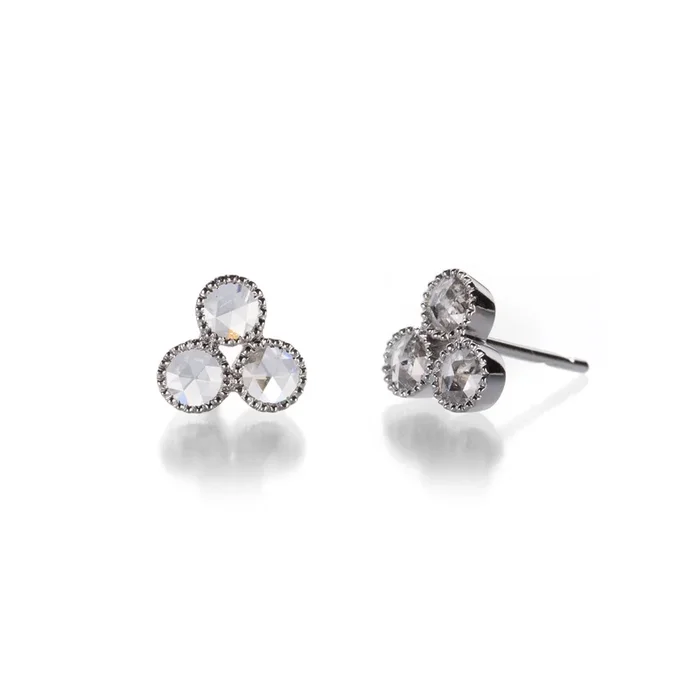Rose Cut Triple Diamond Studs