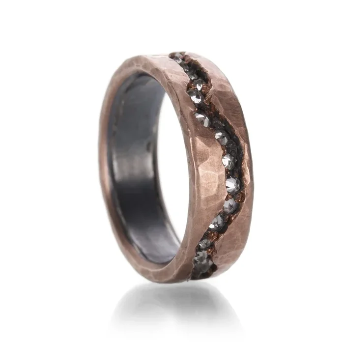 Rose Gold Fissure Band with Diamonds