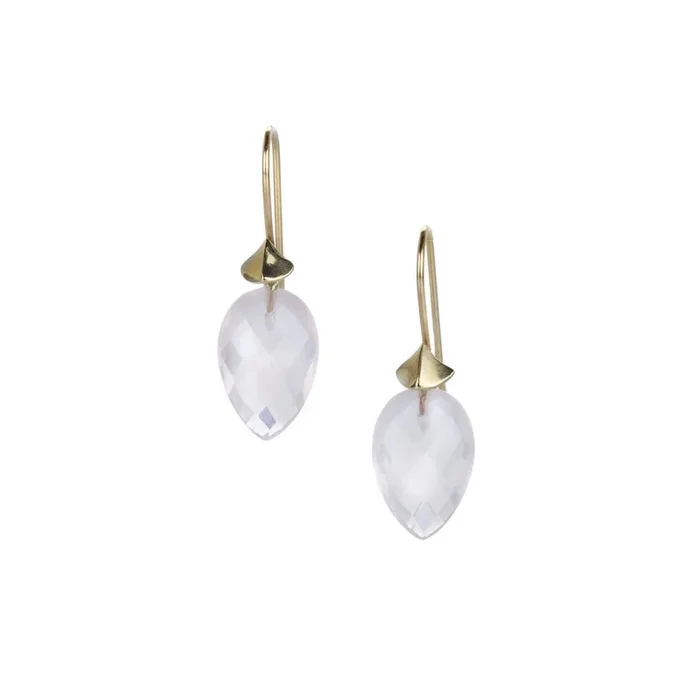 Rose Quartz 14k Yellow Gold Simple Bug Earrings