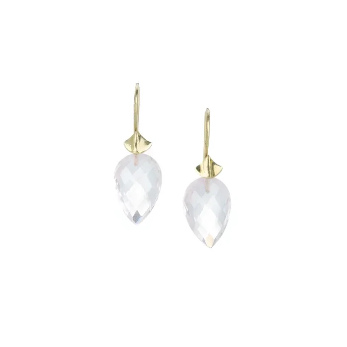 Rose Quartz Large Simple Bug Earrings