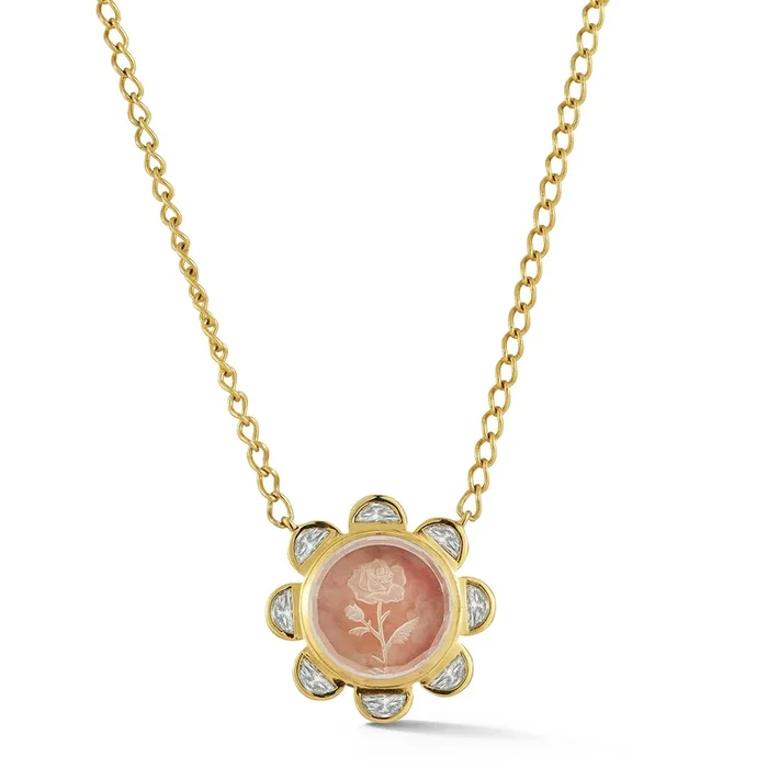Rosebud Caspian Necklace – Pink Opal and Diamond