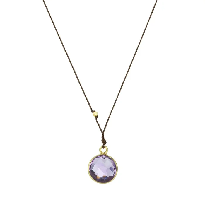 Round Amethyst Pendant Necklace