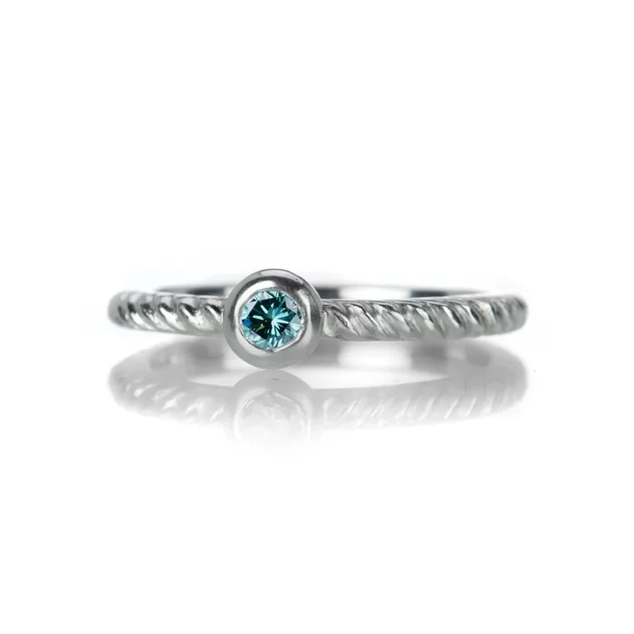 Round Blue Diamond Ring