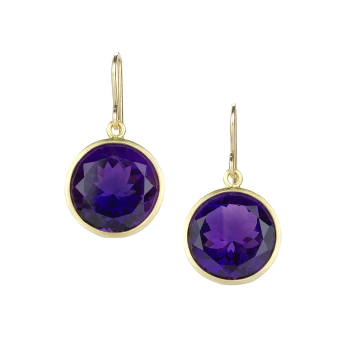 Round Brazilian Amethyst Earrings