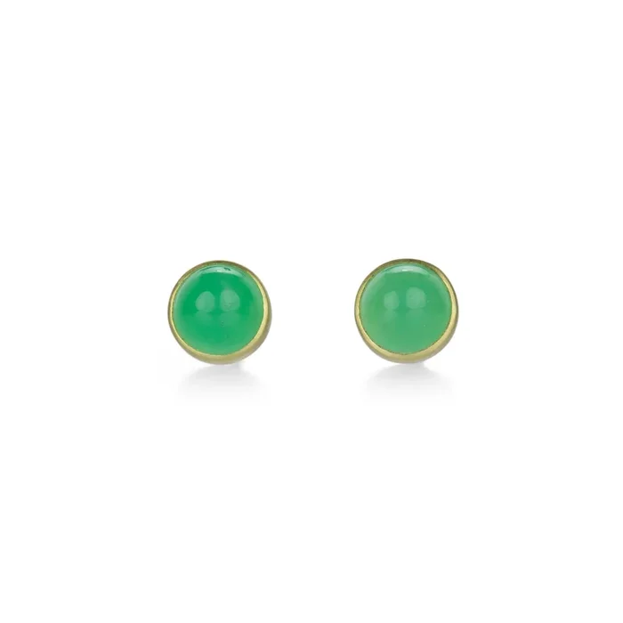 Round Chrysoprase Studs