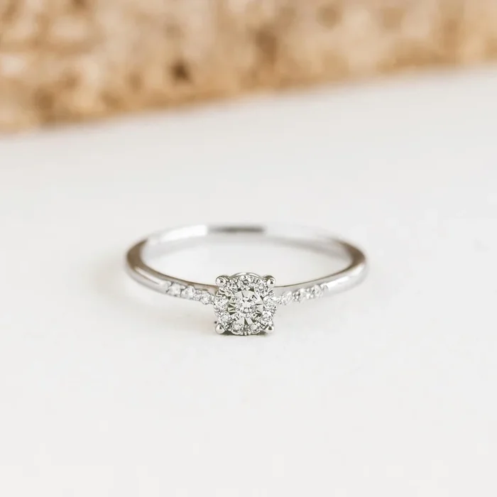 Round Cluster Diamond Ring White Gold – Zaira