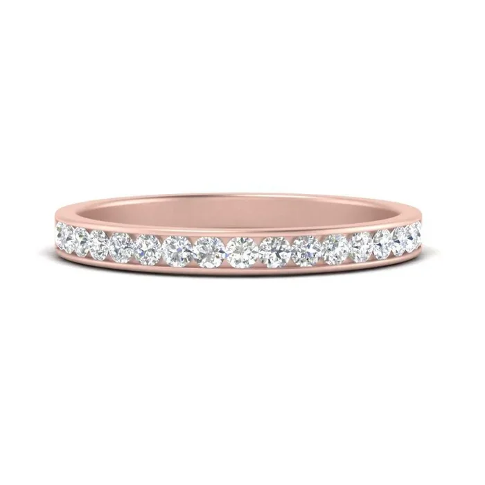Round Cut Channel Set Stacking Wedding Band