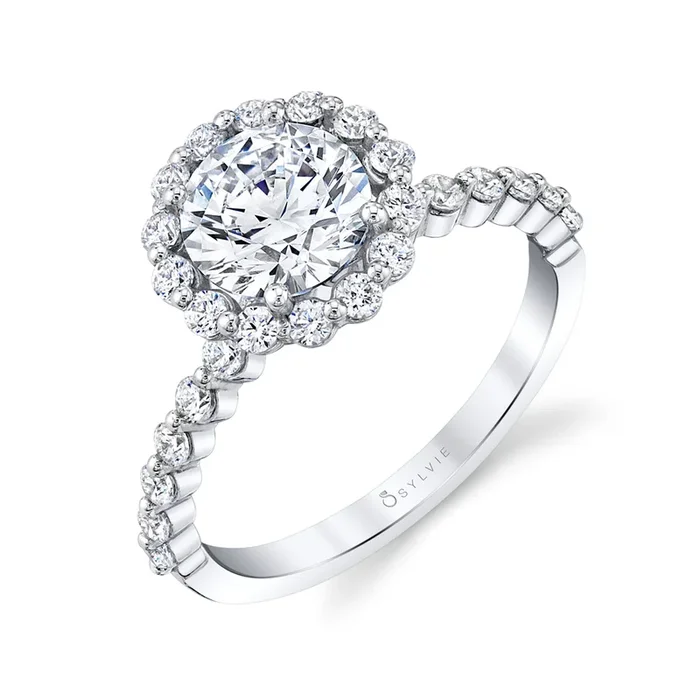 Round Cut Classic Halo Engagement Ring – Athena