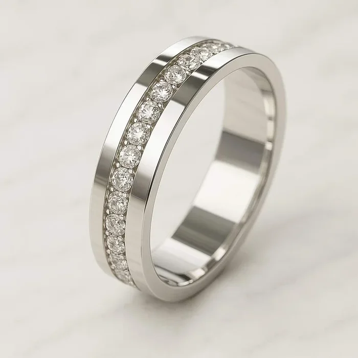 Round Cut Moissanite Diamond His & Hers Matching Wedding Band