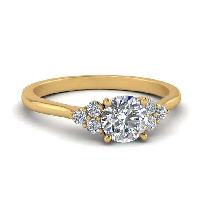 Round Cut Petite Cathedral Simple Diamond Ring