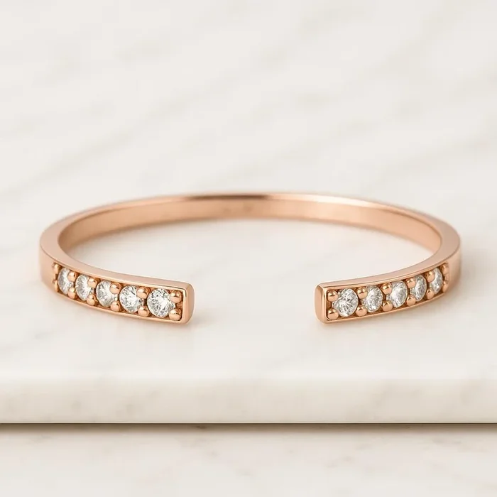 Round Cut Salt and Pepper Half Eternity Diamond Band