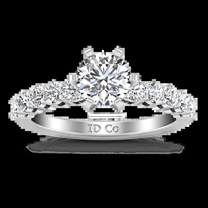 Round Diamond Pave Engagement Ring Fleur 14K White Gold