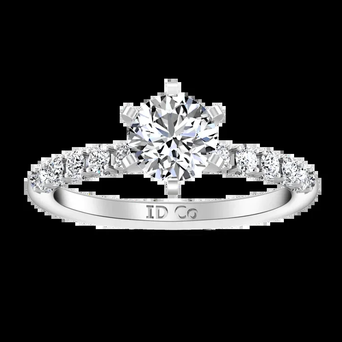 Round Diamond Pave Engagement Ring Grace 14K White Gold