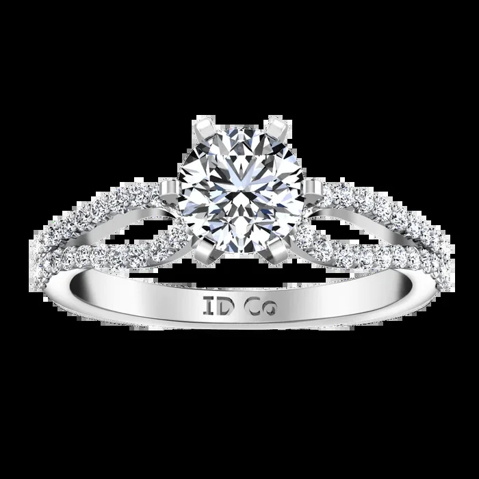 Round Diamond Pave Engagement Ring Tres Jolie 14K White Gold