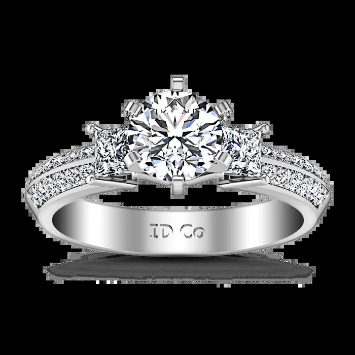 Round Diamond Three Stone Engagement Ring Ivana 14K White Gold