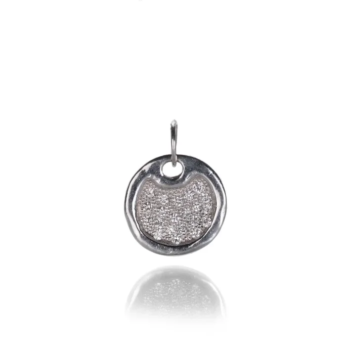 Round Dog Tag With Diamond Pave