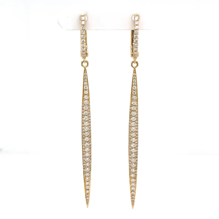 Round Drop Diamond Earrings in 18K Yellow Gold (1.24ctw)