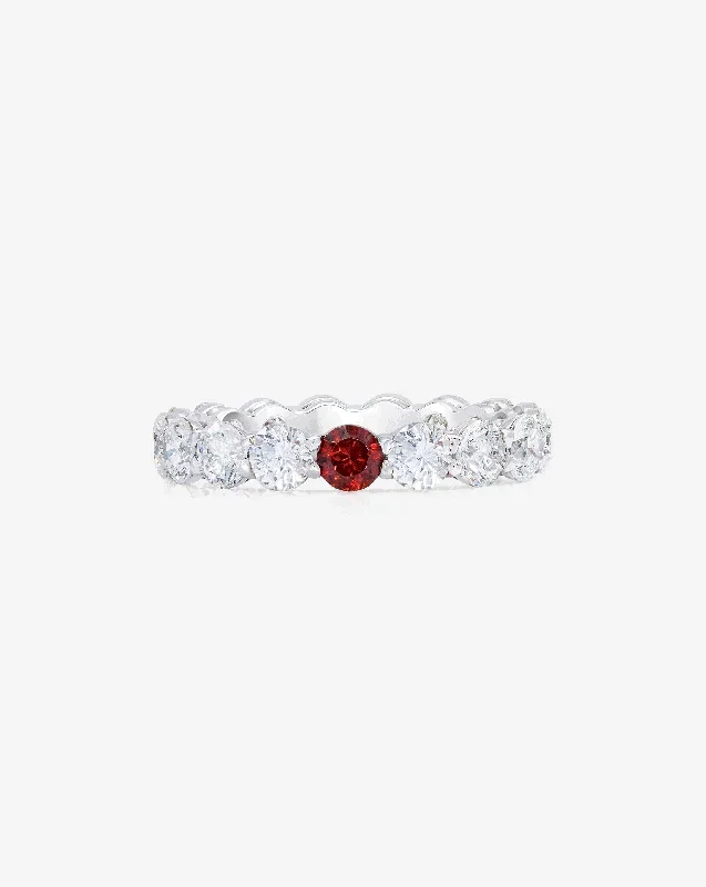 Round Lab Diamond and Birthstone Eternity Band