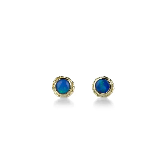Round Opal Stud Earrings
