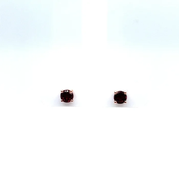 Round Shape Garnets Solitaire/Stud Earrings in 14K Rose Gold (.70ctw)