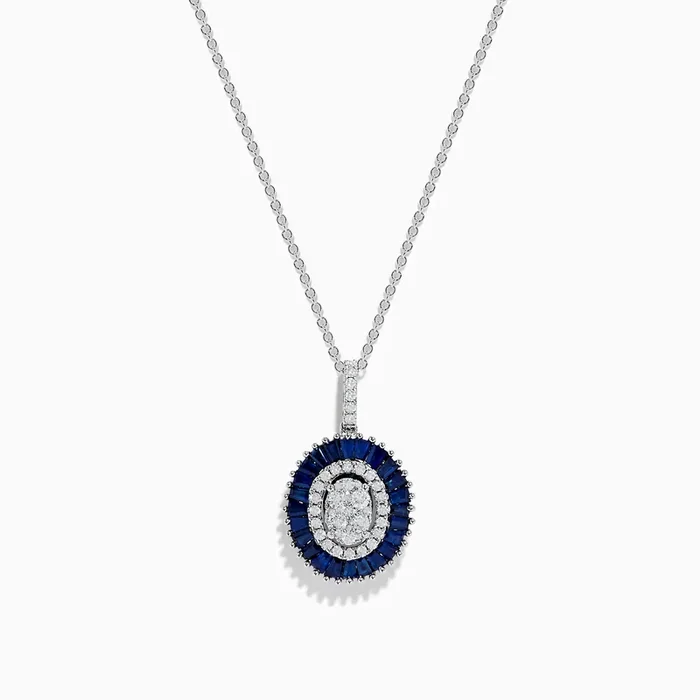 Royal Bleu 14K White Gold Sapphire and Diamond Pendant