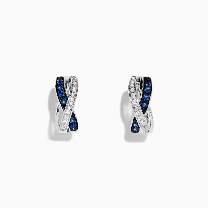 Royale Bleu 14K White Gold Blue Sapphire & Diamond Earrings, 0.33 TCW